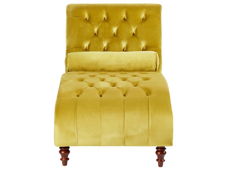 Velvet Chaise Lounge Mustard MURET Beliani.co.uk