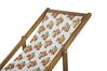 Set of 2 Acacia Folding Deck Chairs and 2 Replacement Fabrics Light Wood with Off-White / Oranges Pattern ANZIO_819655