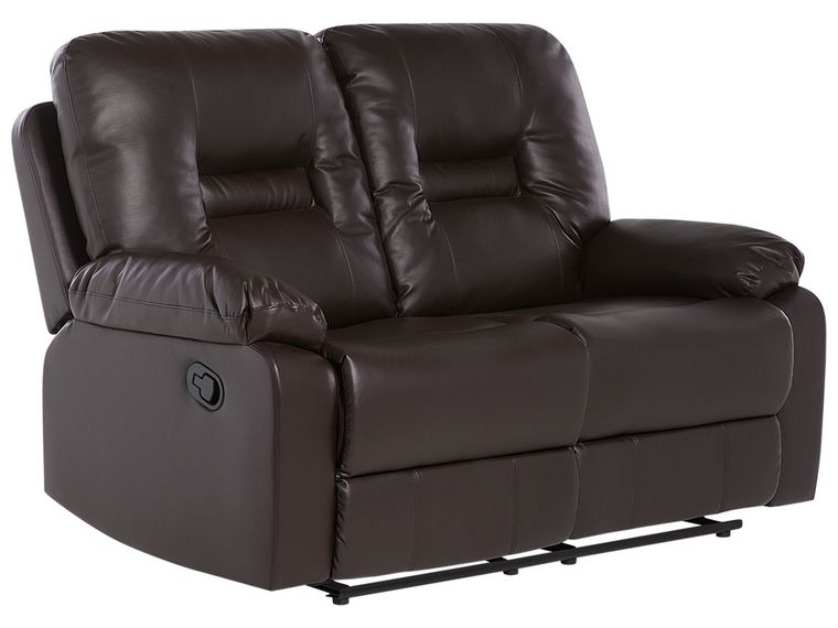 2 Seater Faux Leather Manual Recliner Sofa Brown BERGEN Beliani.nl