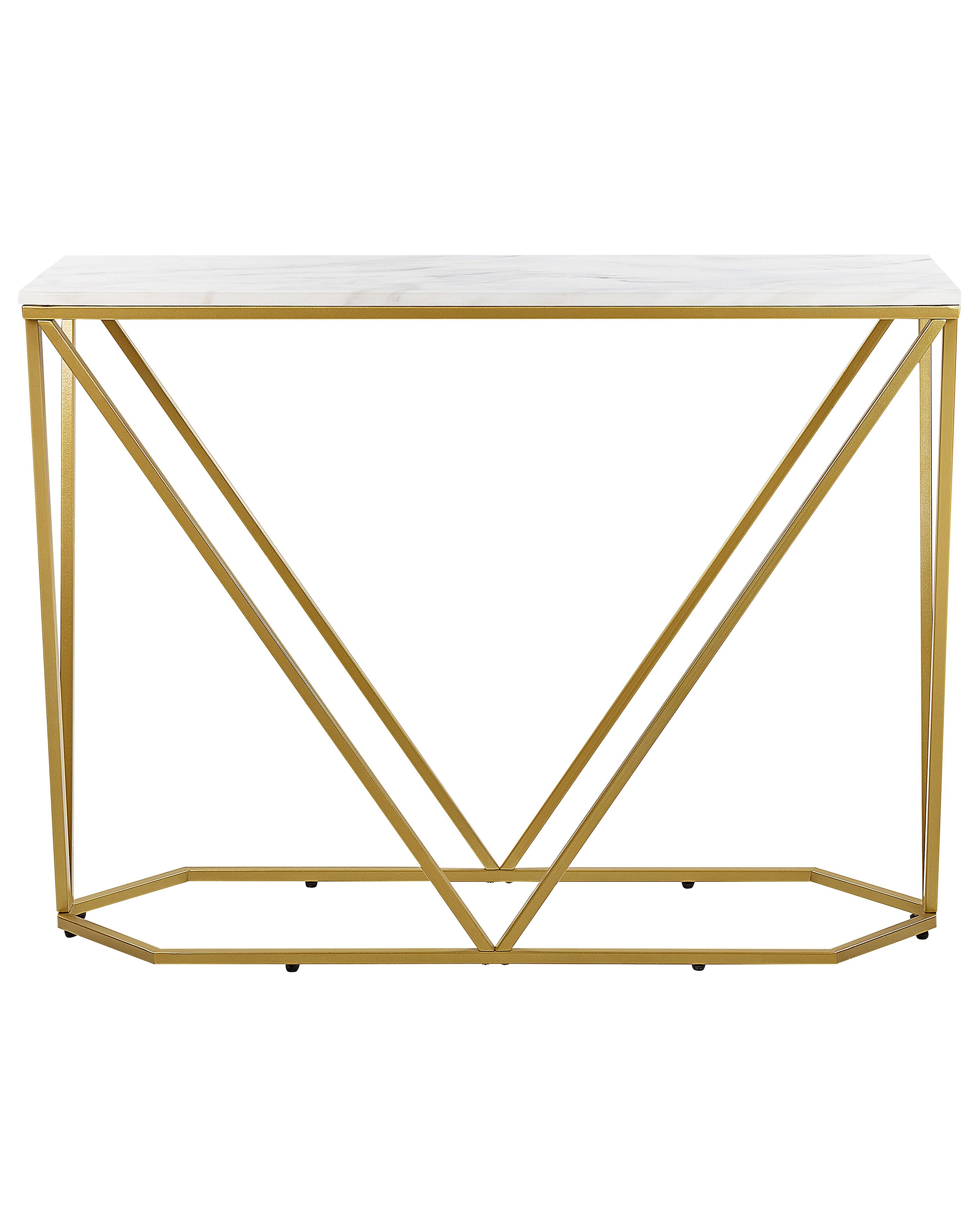 Console Marbre Console effet marbre blanc et doré HAZEN | Beliani.fr