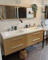 Móvel de casa de banho suspenso com 2 lavatórios e espelho creme MALAGA_842720
