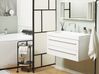 Móvel de casa de banho flutuante com lavatório e espelho branco ALMERIA_768675