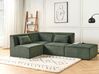 Canapé d'angle côté droit modulable 3 places en velours côtelé vert foncé avec ottoman LEMVIG_875750