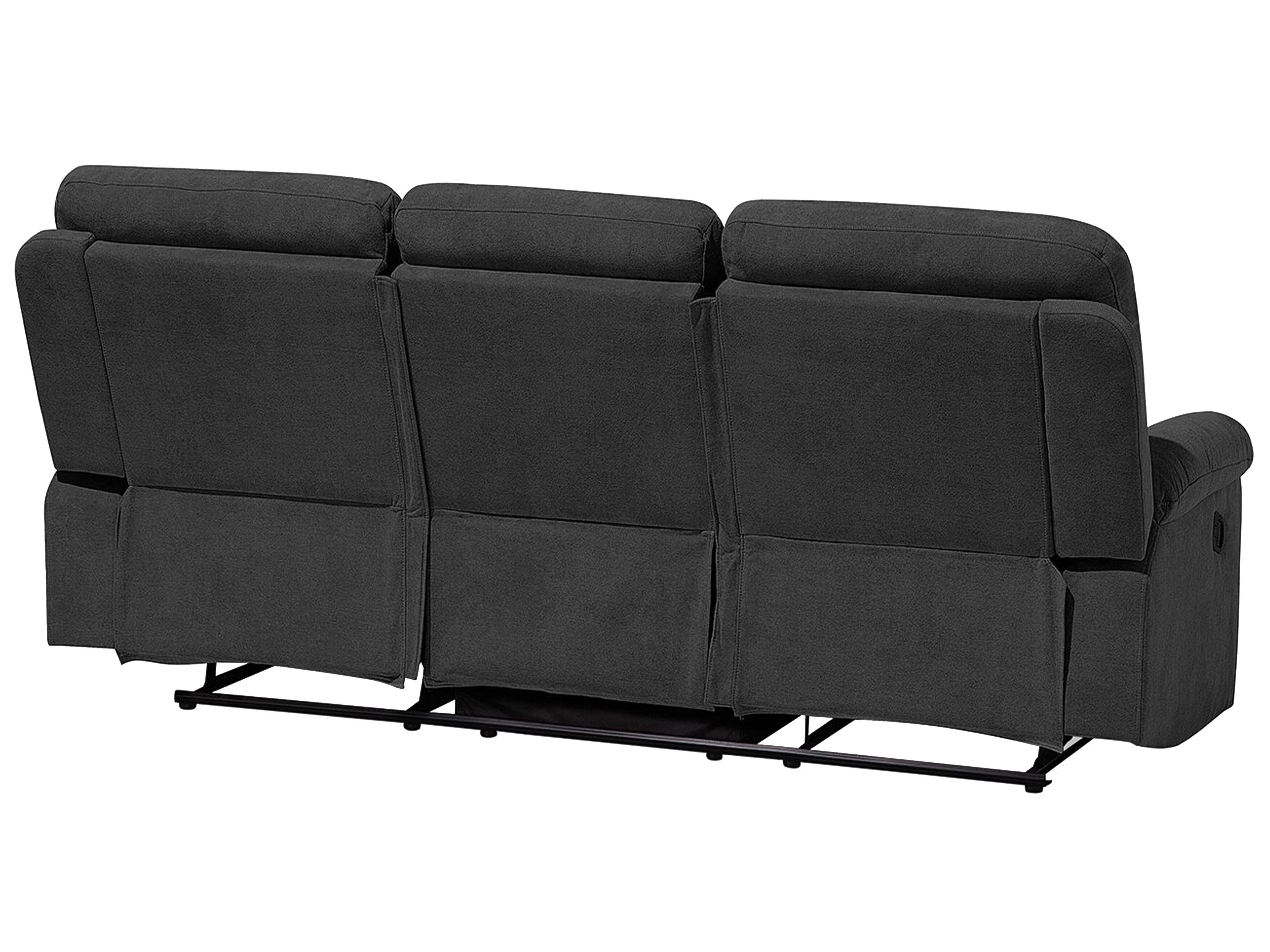 SOFA DIVANO LETTO RECLINABILE SALOTTO ECOPELLE NERO 3 POSTI SOGGIORNO E CUSCINI