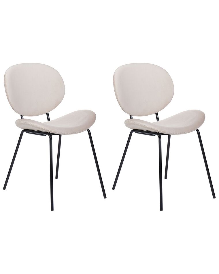 Set of 2 Velvet Dining Chairs Light Beige LUANA_884774