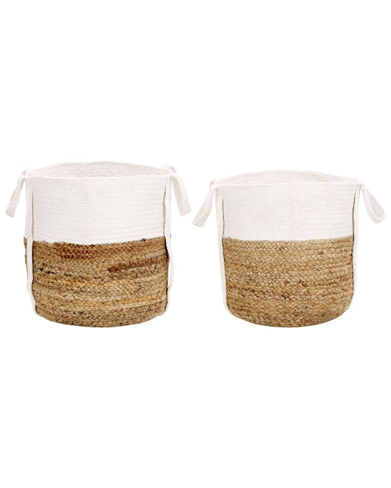 Set of 2 Jute Baskets Natural and White BELLPAT_864091