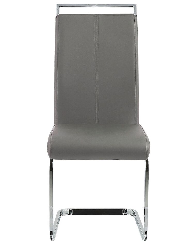 Set of 2 Faux Leather Dining Chairs Grey GREEDIN Beliani.co.uk