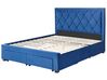 Velvet EU King Size Bed with Storage Blue LIEVIN_821236