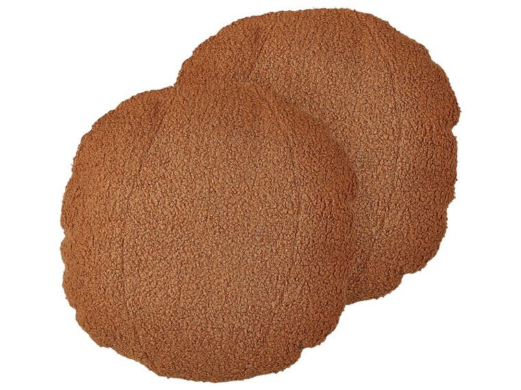 Prydnadskudde 2 st  ⌀ 30 cm teddytyg brun RUTABAGA_906120