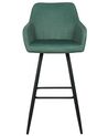 Sada 2 zamatových barových stoličiek zelená CASMALIA_898990