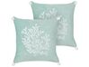 Set of 2 Velvet Cushions Coral Motif 45 x 45 cm Mint Green NORI_893142