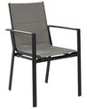 Conjunto de 6 sillas de jardín de metal negro/gris/madera clara BUSSETO_841750