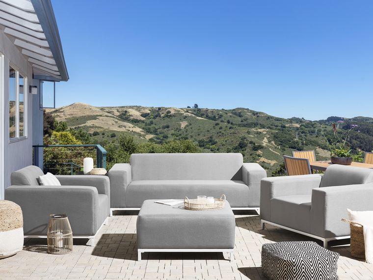 5 Seater Garden Sofa Set Light Grey with White ROVIGO Beliani.co.uk