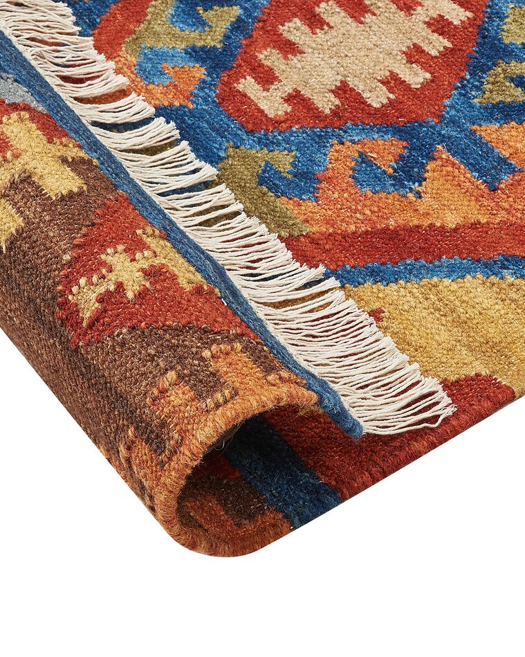Wool Kilim Area Rug 200 x 300 cm Multicolour JRVESH Beliani.co.uk