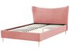 Łóżko welurowe 140 x 200 cm różowe CHALEIX_844520