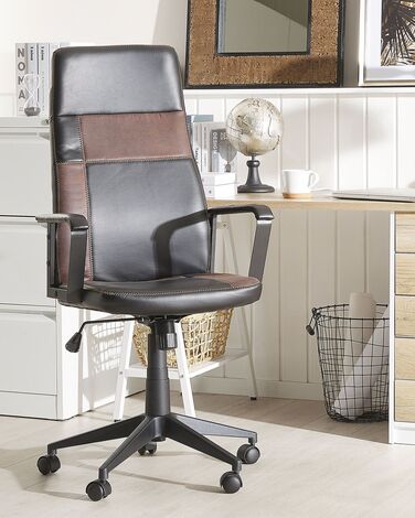 Swivel Office Chair Black with Brown DELUXE