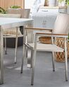 Conjunto de 4 sillas de jardín de poliéster/acero beige arena/plateado/madera clara GROSSETO_818404