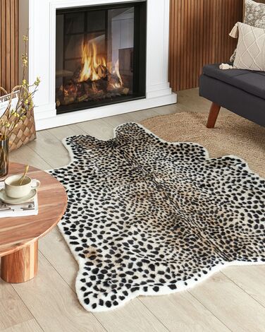 Teppe med gepardmønster imitert pels 130 x 170 cm Beige og svart OSSA