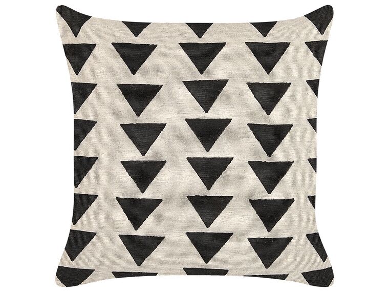 Coussin en coton à motif de triangle beige et noir 45 x 45 cm CERCIS_838593