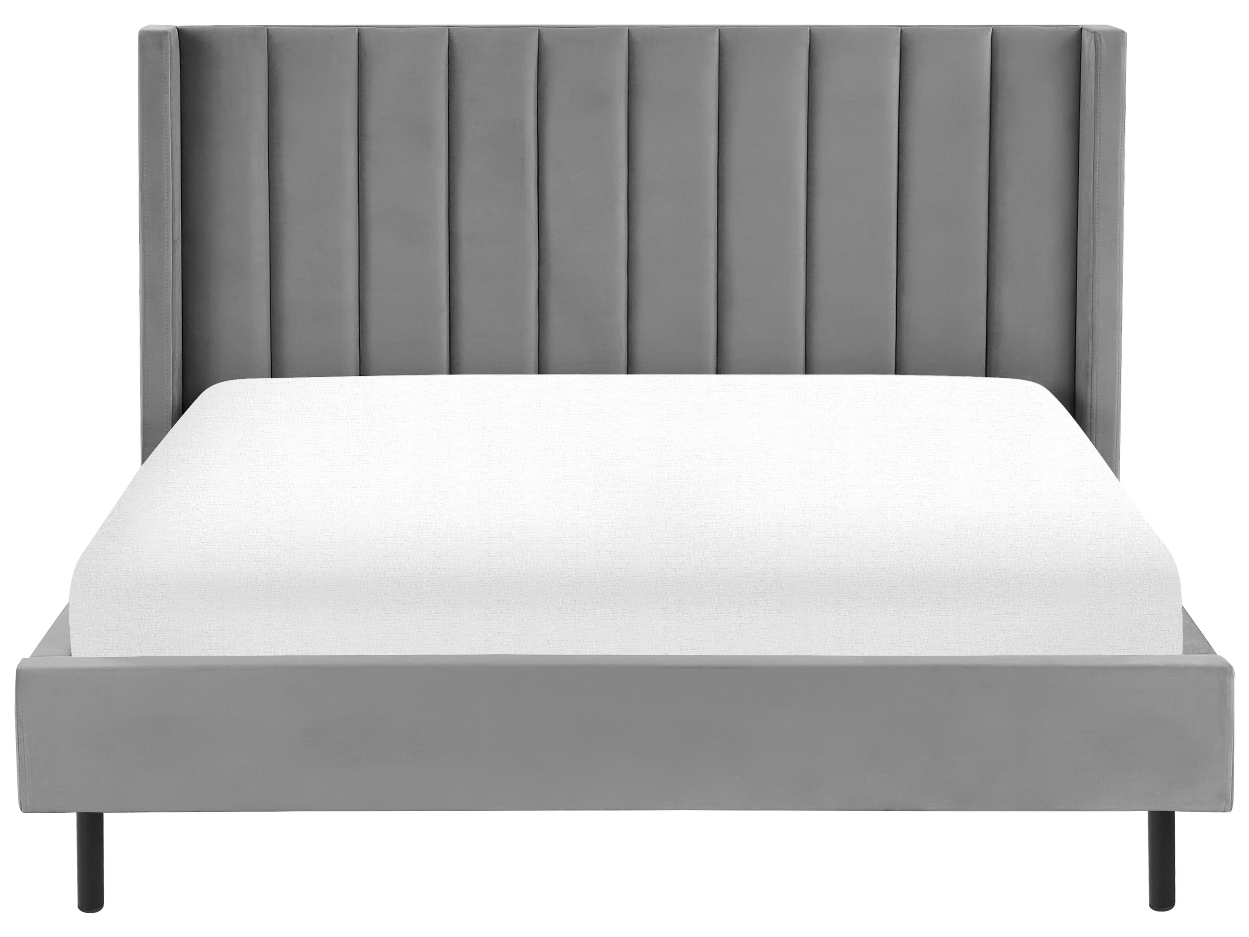 Velvet EU Super King Size Bed Grey VILLETTE Beliani.co.uk