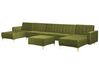 6 Seater U-Shaped Modular Velvet Sofa with Ottoman Green ABERDEEN_882457