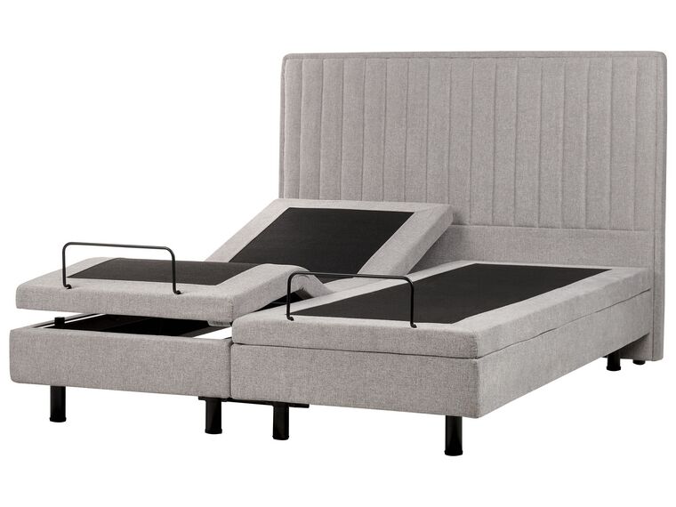 Polohovateľná čalúnená posteľ 160 x 200 cm sivá DUKE II_910599