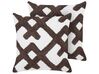 2 Cotton Cushions with Abstract Pattern 45 x 45 cm White and Brown CARNATION_913193