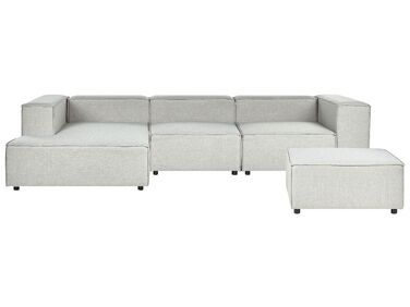 Section 3 places angle côté droit de canapé modulable avec ottoman en tissu gris APRICA