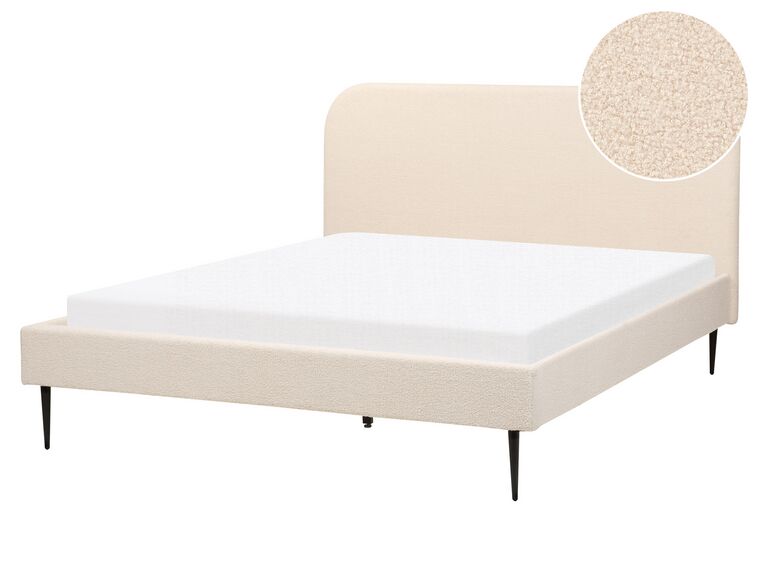 Bed bouclé beige 160 x 200 cm FLAYAT_882710