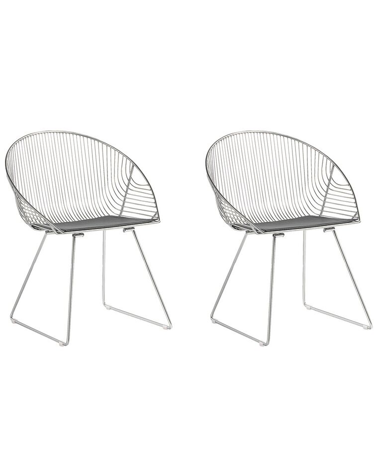 Set of 2 Metal Accent Chairs Silver AURORA_702512