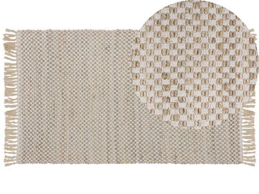 Teppich beige 80 x 150 cm kariertes Muster Kurzflor zweiseitig ZERDALI