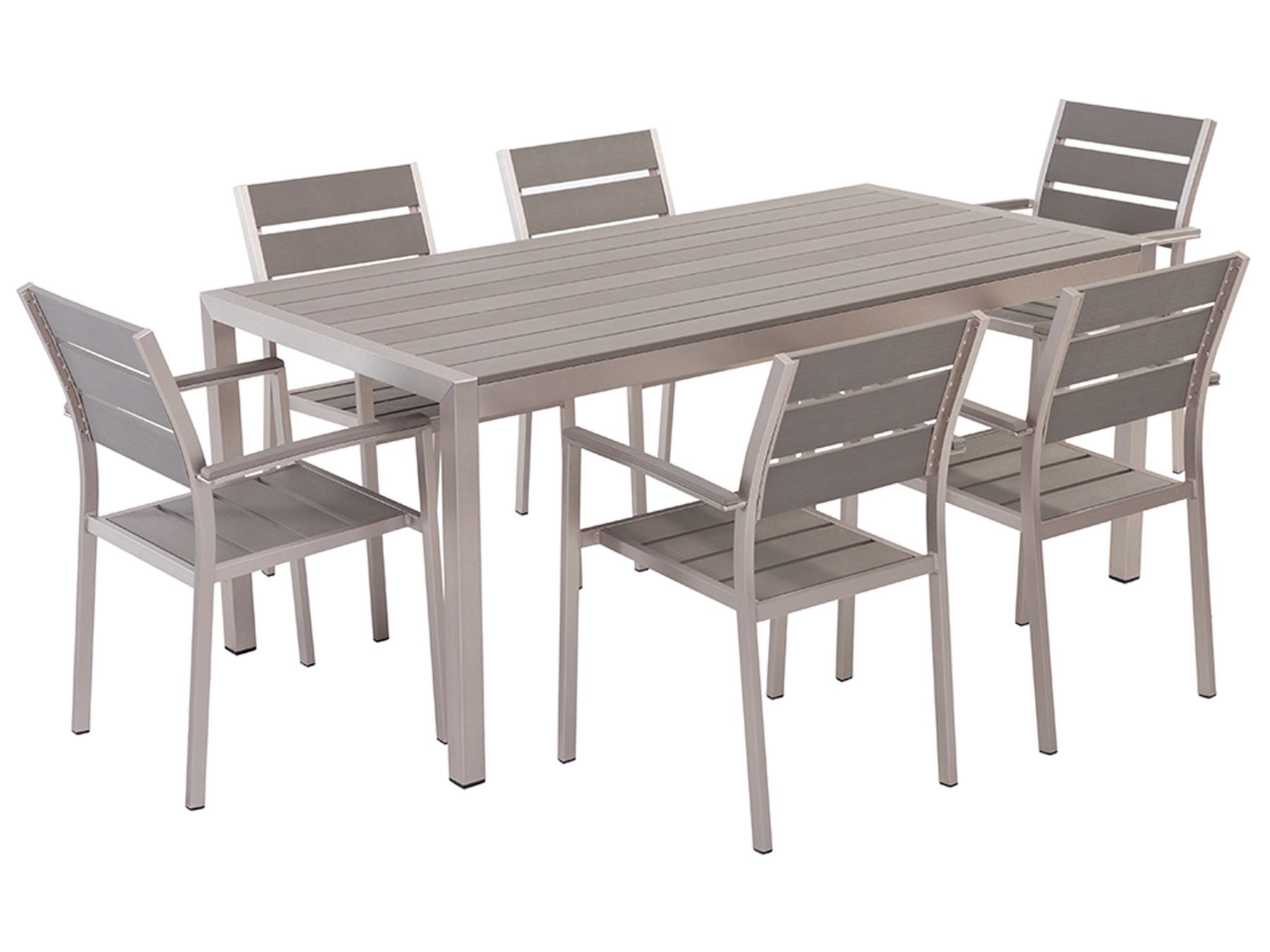 6 Seater Aluminium Garden Dining Set Grey VERNIO Beliani.co.uk