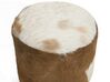 Tamborete em madeira de teca e pele de cabra branca KENT_239296