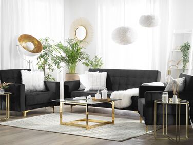 Modular Velvet Living Room Set Black ABERDEEN
