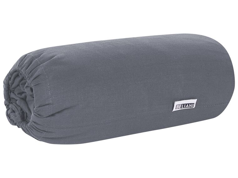 Cotton Fitted Sheet 140 x 200 cm Dark Grey JANBU Beliani.co.uk