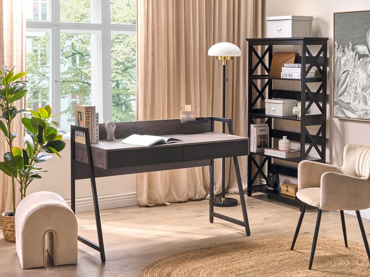 2 Drawer Home Office Desk 120 x 50 cm Dark Wood HARWICH Beliani.co.uk