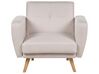 Ensemble canapés et fauteuil en tissu beige 6 places avec pouf FLORLI_905907