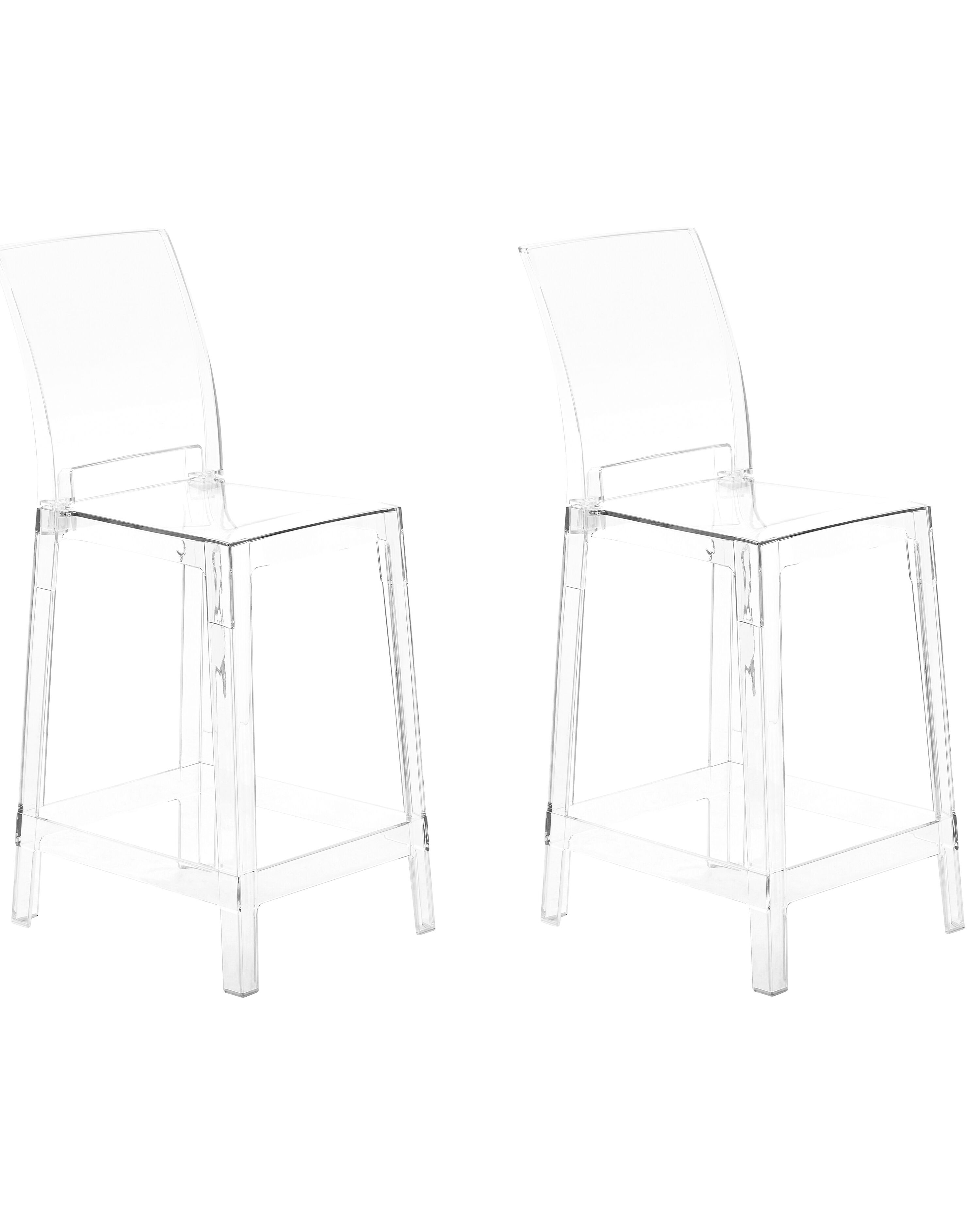 Sett med 2 barstoler transparent WELLINGTON | Beliani.no