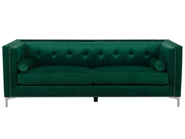 Soffa 3-sits sammet smaragdgrön AVALDSENES