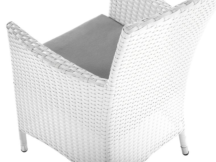 Gartenmöbel Set Rattan weiß 220 x 100 cm 8Sitzer Auflagen grau ITALY