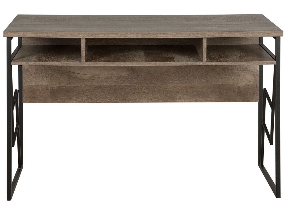 Home Office Desk with Shelf 120 x 60 cm Dark Wood and Black FORRES