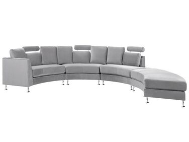 7 Seater Curved Modular Velvet Sofa Light Grey ROTUNDE