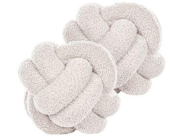 Set of 2 Boucle Knot Cushions 19 x 19 cm White MALNI