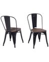 Cadeira de metal preta com assento em madeira APOLLO_679242