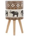 Vaso para plantas com motivo de elefantes em cerâmica creme 30 x 30 x 55 cm ACHILIO_808778