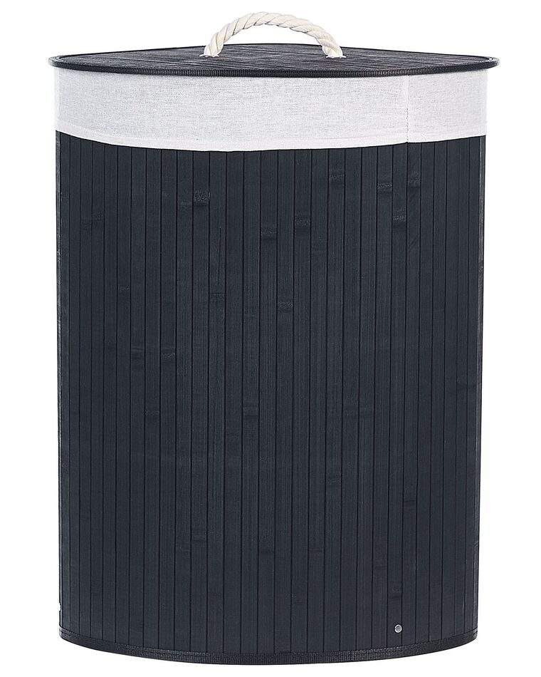 Cesto em madeira de bambu preta e branca 60 cm MATARA_848987