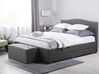 Fabric EU Super King Bed White LED with Storage Grey MONTPELLIER_709628
