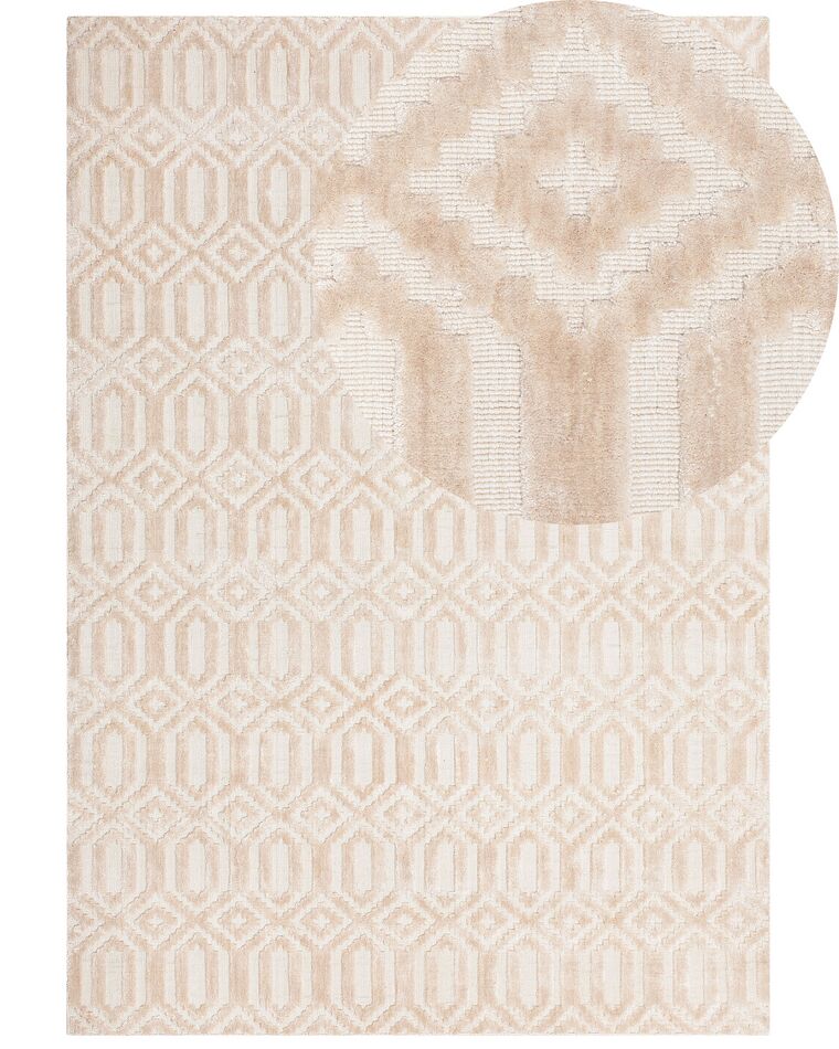 Teppich beige 160 x 230 cm geometrisches Muster Kurzflor ADATEPE_750726