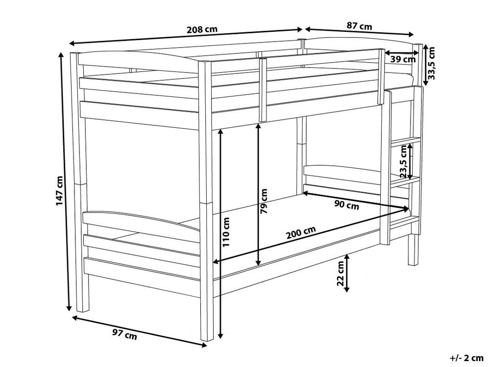 Letto A Castello In Legno Di Pino Bianco 90x200cm REGAT Beliani it Letto A Castello In Legno Di Pino Bianco 90x200cm REGAT Beliani it