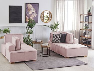 Modular Fabric Sofa Set Pink TIBRO
